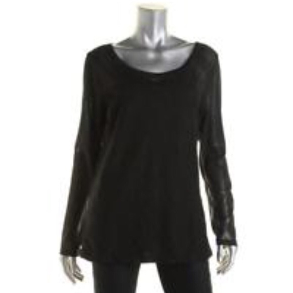 INC Black Lace Illusion Top - Picture 2 of 3